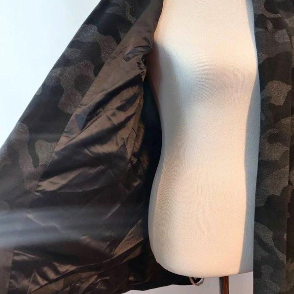 Gili Womens Black Gray Camouflage Open Front Shoulder Pads Cape Blazer Jacket 10 - Picture 7 of 10